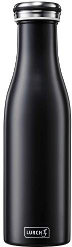 Lurch 240908 Isolierflasche/Thermoflasche für heiße und kalte Getränke aus doppelwandigem Edelstahl 0,5l, Mattschwarz, 7.7 x 7.7 x 26.3 cm