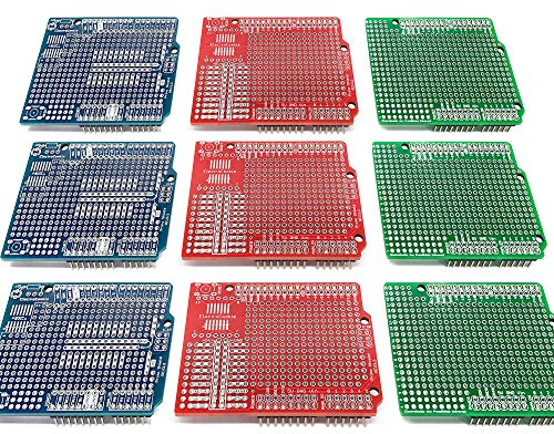 ElectroCookie Proto Shield Kit for Arduino Uno R3, Expansion Prototyping PCB Board (3 Types, 9 Pack)