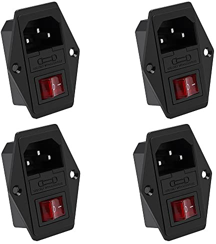 YIXISI 4 Pièces 220-250V / 10A IEC320 C14 Connecteur Encastrable, Prise Audio IEC Prise Encastrée pour Imprimante 3D, avec Interrupteur, Fusible et Lampe