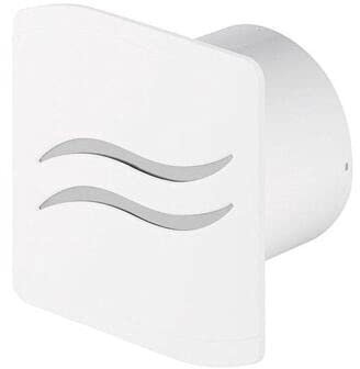 Bathroom Extractor Fan 100mm with Timer and White/Chrome Wave Front Panel