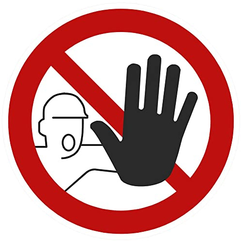 Kleberio® Selbstklebende Aufkleber - Zutritt verboten - Piktogramm Schutz Privatgrundstück, Privatweg, Privatparkplatz, Zutritt verboten, kein Eingang, Sicherheits Aufkleber 20 cm 1 Stück