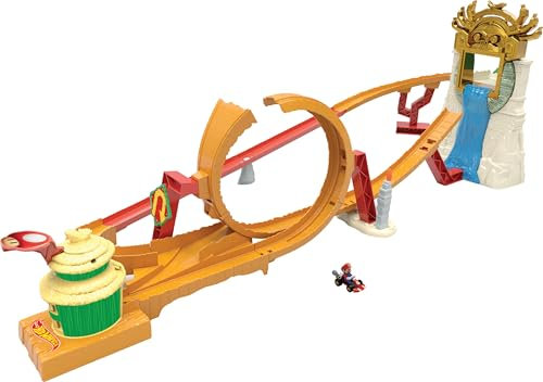 HOT WHEELS Super Mario Bros. - Dschungel-Königreich Rennstrecke Spielset inklusive Mario Die-Cast-Spielzeugauto - Erlebe die Abenteuer aus dem Film zu Hause, HMK49