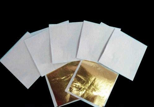 Longway-Buddha Set Preis Blattgold 30 Blatt + Anlegemilch 1 Dose 30 ml Blattgold Imitation zum Basteln Kein Echtgold Gold Leaf für Kunsthandwerk 6,3x6,3 cm zur Vergoldung Handwerk