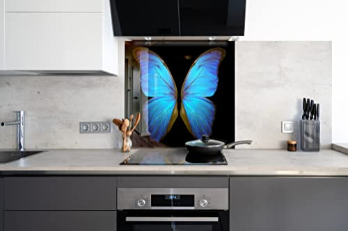 Myphotostation Schmetterlingsflügel, gehärtetes Glas, Spritzschutz für Küche, Dekoration, Badezimmer, Wandschutz, Herd, Fliesenglas, Tier, Spritzschutz