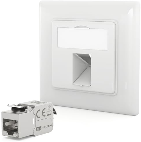 HB-DIGITAL 1 Stück 1-Port Unterputz-Netzwerkdose CAT6a mit Keystone - Weiß | CAT 6a Keystone-Modul mit RJ45-Buchse | 10 Gbit/s | Geschirmt | Werkzeuglose Montage | Für Installationskabel