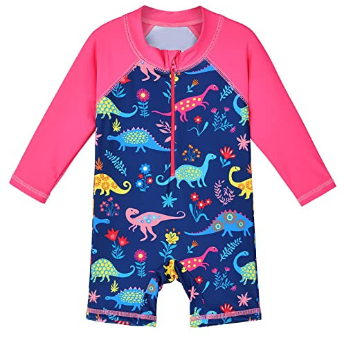 XFGIRLS Swimming Costume for Girls Swimsuit Kids Sun Safe Swimwear 6M-6Y Toddler Girls Summer Swimsuit Dark Dinosaur 4A