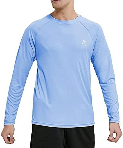 MeetHoo Hombres Rash Guard Camiseta Deportivas con Filtro de Protección UPF 50＋Mangas Largas Alta Elasticidad Secado Rápido Surf Natación Verano