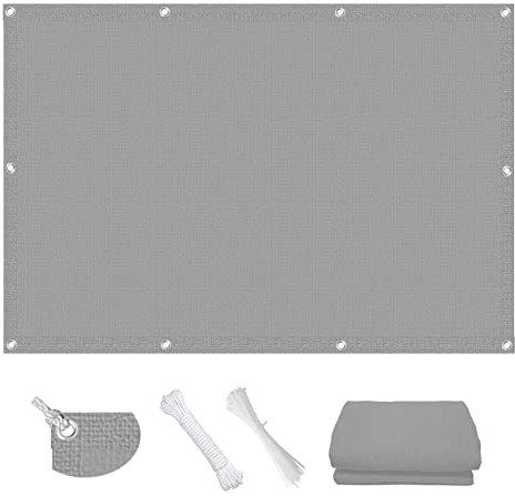 Terrassendach Sichtschutz Garten 2.4 x 8 m atmungsaktiv Sonnenschutz Schattiernetz Schattierungsnetz Garten Kostenlose 1 × 5m Seile für Terrasse Balkon Garten, Grau