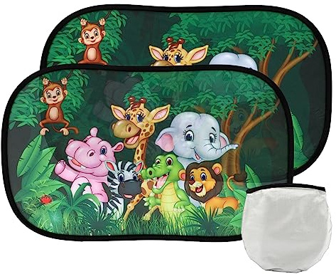 2 Pack Sunshade for Car Window Baby, Children's Car Window Shades for Kids UV Rays Sunlight Protection, 20 * 12inch Sun Protector for Car Side Windows Baby with Storage Bag (forest)