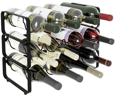 Lenmar - Metall Weinregal für 12 Flaschen | LOFT 1-12 | Kompakt Maximierte Kapazität | Modernes Design | Schnelle & Einfache Montage | Hochwertig | Stabile Metal Konstruktion (20 x 40 x 28,5 cm)