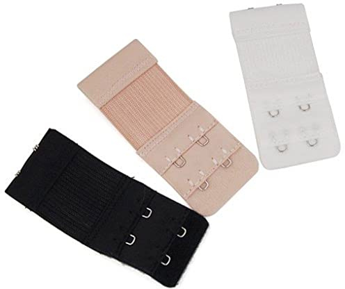 Bra Extender, 3 Pieces Bra Extender Extension Strap Brassiere Extender Hook, 2 Rows 2 Hooks, 3 Colors Deft and Attractive