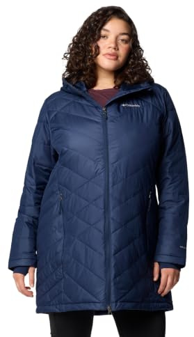 Columbia Heavenly Long Hooded Jacket, Piumino Con Cappuccio Donna, Collegiate Navy, XL