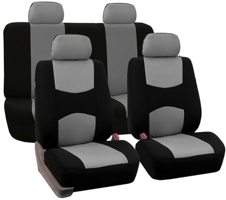 MaKeMoney Auto Sitzbezüge Sets FüR V-W T6 California 2016-2025, Leder rutschfest Sitzschoner Vorne Hinten Schonbezüge Auto Innenraum Zubehör, D/Black Gray