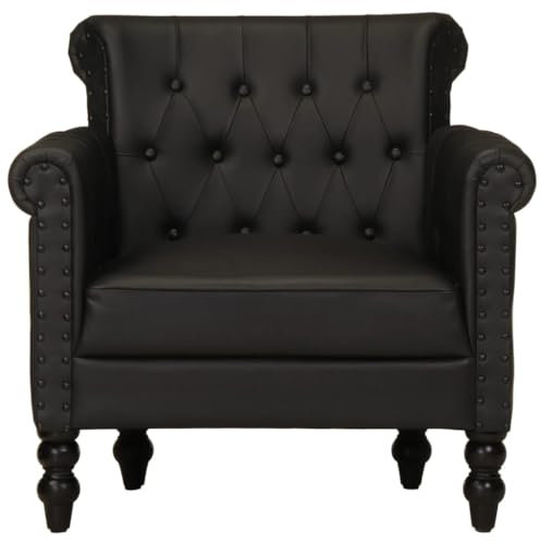 HETFTJN Ohrensessel Vintage Chaiselongue Modern Family Stillsessel - Sessel Schwarz Echtes Ziegenleder für Balkon Schlafzimmer Wohnzimmer Büro