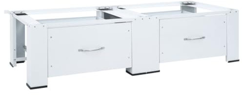 vidaXL Piedistallo per Lavatrice Doppia con Cassetti Bianco, piedistallo Lavatrice, Piattaforma lavasciuga, Montante Lavatrice, Supporto Lavatrice