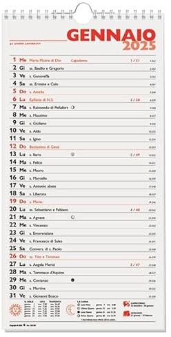 Calendario Olandese da Muro 2025 cm. 17x33
