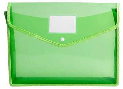 Porte Document Enveloppes en plastique B5, dossiers de documents, sac à fermeture à pression, école et bureau Planchettes à Pince(Green)