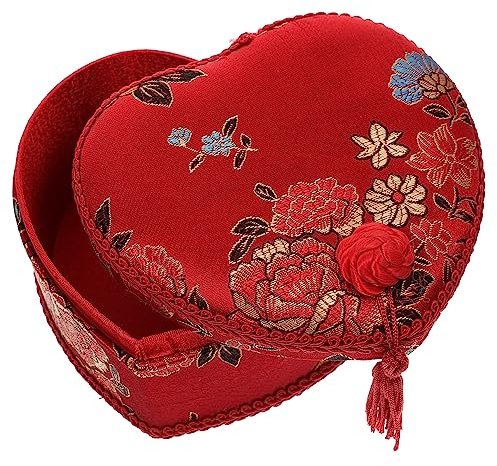 LIFKOME Heart-shaped Fabric Jewelry Box for Earring Holder and Desktop Decor Jewelry Storage Box for Dressing Table