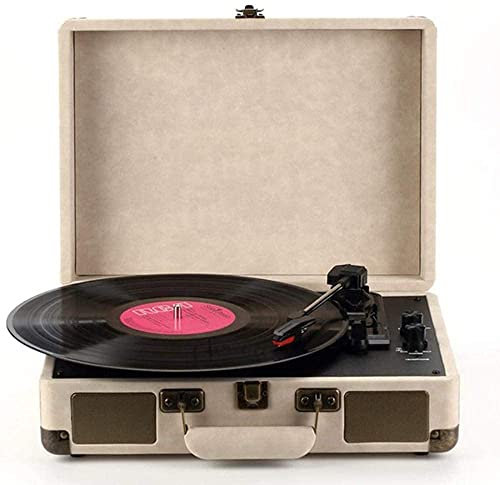 JFNHUTL Tourne-Disque, Gramophone, Tourne-Disque Portable Gramophone Valise avec Bluetooth 3 Vitesses stéréo Haut-Parleur