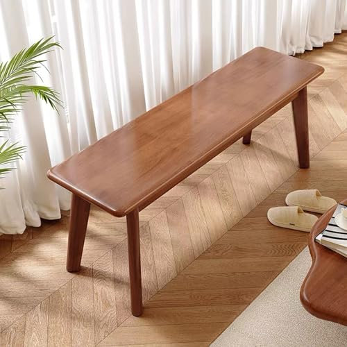 Banco de madera maciza para entrada, zapatero, mueble para comedor, salón, pasillo, dormitorio, decoración del hogar, color nogal, 150 cm
