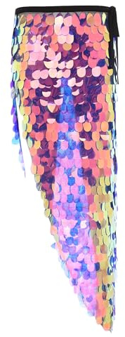 Yruioon Damer paljettkjol lång magdans kjol glitter sjöjungfru kjol sexig omlottkjol maxikjol karneval karneval danskjol, Guld, M