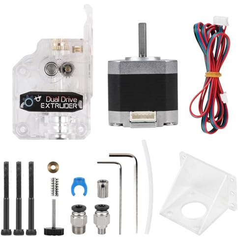 EFUTURETIME Dual Gear Bowden Extruder Transparent Kit mit Nema 17 Schrittmotor 2 Phasen 4 Drähte 1,8 Grad für Anycubic Tevo Tornado CR10 3D Drucker, für 1,75mm PLA ABS TPU PETG