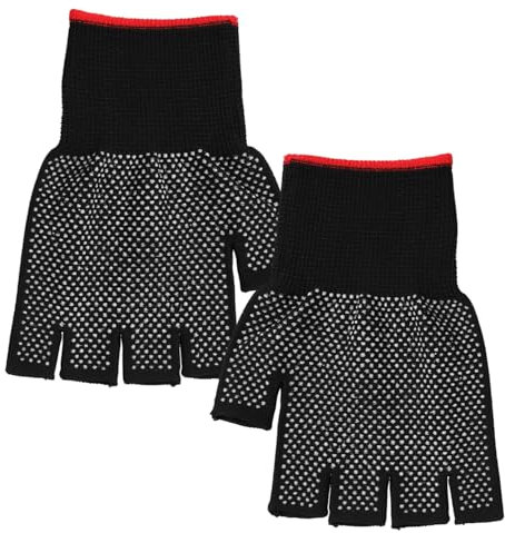 NUOBESTY Guantes De Trabajo Antideslizantes De Nylon Puntos De Silicona, Resistentes Al Desgaste, Diseño Grueso De Medio Dedo, Para Almacén y Transporte, Pack 2 Unidades, Uso Profesional Diario