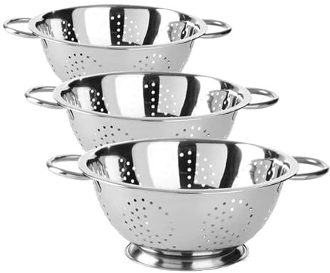 HENDI Passoire de cuisine, egouttoir, tamis pour la cuisine et le lavage des pâtes, des nouilles, des fruits, des légumes, des salades, rond, perforée, avec base et 2 poignées, ø280x(H)135 mm, Inox