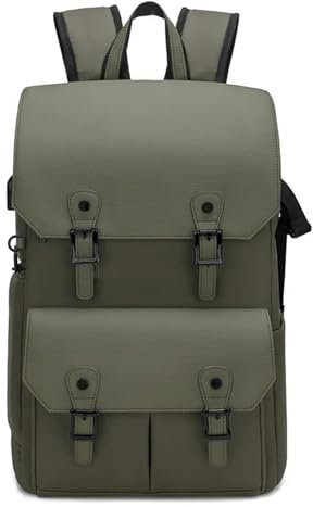 Mochila Fotográfica para Reflex Impermeable Bolso de hombro impermeable para cámara SLR, impermeable, antirrobo, de cuero de gran capacidad, para drones, mochila de hombro para cámara(Green)