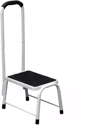 Step Stool Footstool, Handrail, Non-Slip Rubber Pads Threads, Durable Metal Frame Step Up Easy Reach Lightweight Portable, Outdoor Caravan Camping Garage Shop Bar (Step Stool With Handle)