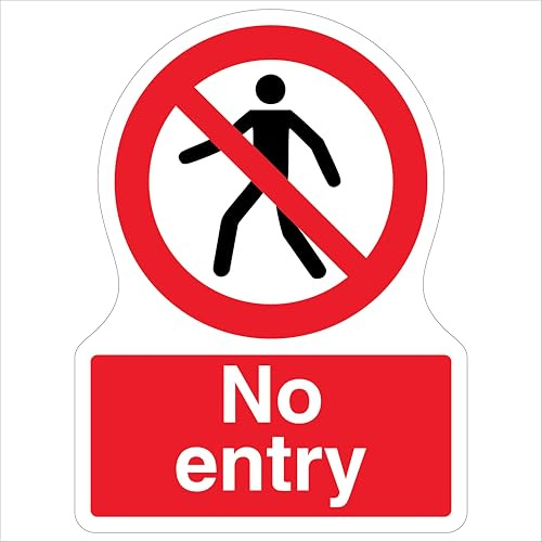 V Safety No Entry - Shaped Sign 200 x 300mm - 2mm Rigid Plastic Safety Sign