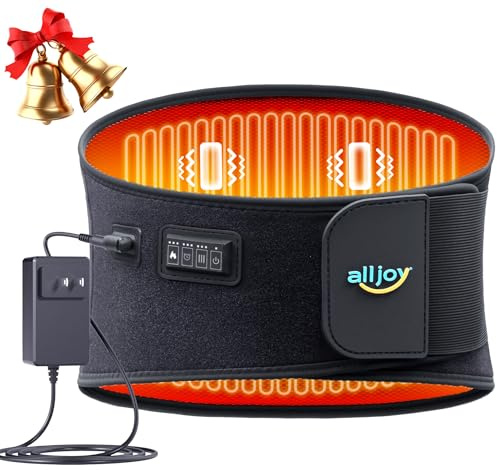 ALLJOY 170CM Ceinture Chauffante Lombaire, Cadeau Noel pour Homme Femme Parents, Coussin Chauffant Dos avec 5 Massage Vibratoire et 3 Niveaux de Température, Minuterie 3 Temps (avec Fil)