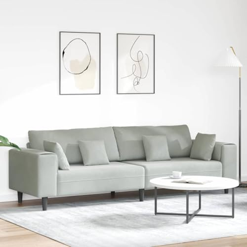 Iiaky Divano 3 Posti Moderno Divano Salotto Divano 3 Posti 250 cm Divano in Tessuto per Soggiorno, Appartamento, Ufficio-Grigio Chiaro-Senza Pouf
