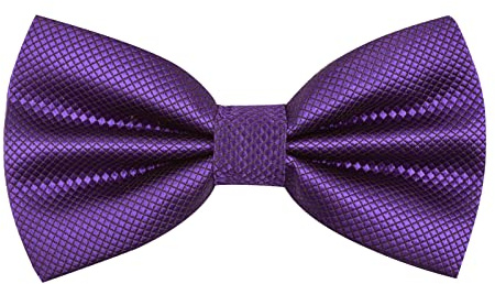 Alizeal Mens Solid Color Bow ties Polyester Pre Tied Wedding Bow Tie, dark purple
