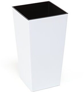 Kreher XXL Design Pflanztopf aus Kunststoff in Hochglanz Weiß mit herausnehmbaren Einsatz. Maße BxTxH: 40 x 40 x 75,3 cm. 91,5 Liter Volumen!