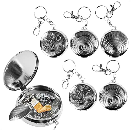 com-four® 6x Taschenaschenbecher, Geschlossener Zigaretten-Taschenascher | Mini-Aschenbecher als Schlüsselanhänger [Auswahl variiert]