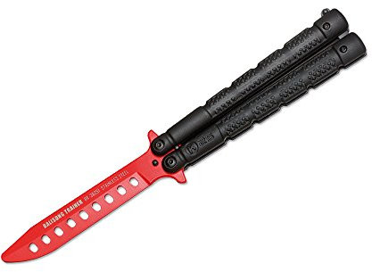 Rui Training Balisong Trainingsmesser Schwarz - Rot, Klingenlänge: 10 cm, 01RU017