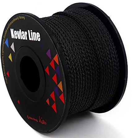 Emma Kites Geflochtene Kevlarschnur, 100% schwarzem Kevlar, 30 m, 45,4 kg, hohe Festigkeit, Abriebfest, schwer entflammbar, Überlebensschnur, Modell, Rakete, Paracord, Snare-Schnur, Angelhilfeschnur