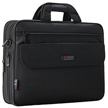 WSLCN Borsa Porta Documenti A4 Portaoggetti Laptop/Tablet PC 15,6 in Nylon Con Tracolla - Dossiers Trieur Nero Noir-Style 2