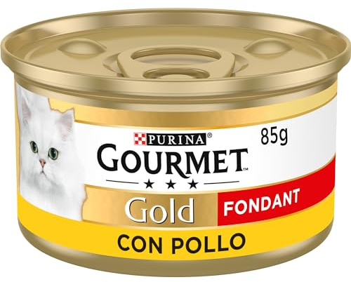 GOURMET Gold Fondant, Comida Húmeda para Gato Adulto, Mousse de Pollo con Salsa, Pack de 24 Latas de 85 g