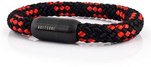 Akitsune Portus Segeltau Armband | Magnetischer Kapselverschluss Armschmuck Damen Anker Herren Maritim - Schwarz