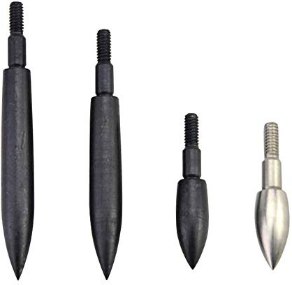 SHARROW 12 Stück Bogenschießen Pfeilspitzen Projektilspitzen Edelstahl Ziel Pfeil Tipps Jagdspitzen Broadheads für Pfeil und Bogen (Schwarz, 350 Grain)