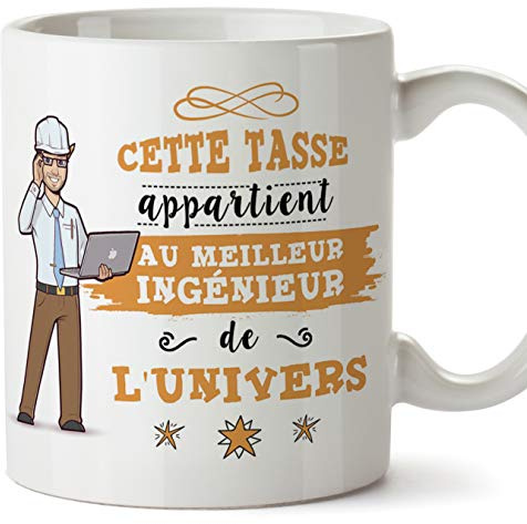 Mugffins Ingénieur Tasses Originales de café et Petit-déjeuner à Donner Travailleurs Professionnels - Cette Tasse Appartient au Meilleur Ingénieur de l'univers - Céramique 350 ML