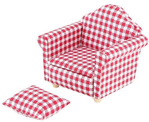 1:12 Mini Puppenhaus Sofa，Dollhouse Miniature Miniatur Einzel Sofa Couch Sessel mit Kissen Dekoration Zubehör für für Puppenhaus Kinder(#1)