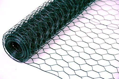 Sechseckgeflecht Sechseckdraht Maschendrahtzaun Kaninchendraht Kükendraht Hasendraht verzinkter Draht mit grüner Pulverbeschichtung 50 cm Hoch - 25 Meter lang - Maschenweite 25 mm