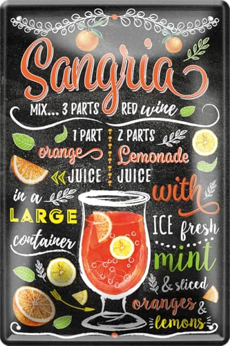 schilderkreis24 - Cartel decorativo de metal para todos los mostradores de bar o pub, regalo de cumpleaños o Navidad, 20 x 30 cm (Sangria)