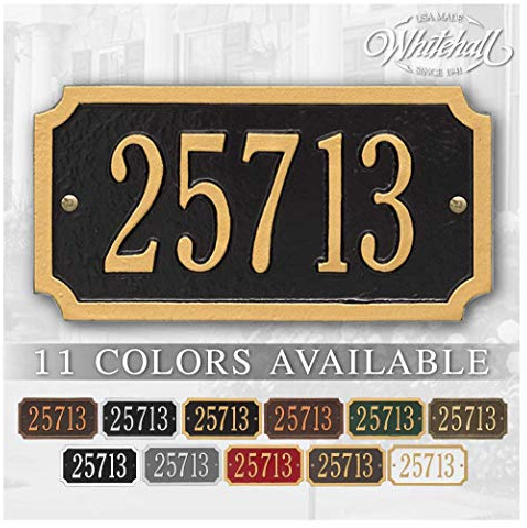 Whitehall™ Personalized Cast Metal Address plaque -The Cut Corner Plaque. Made in the USA. BEWARE OF IMPORT IMITATIONS. Display your address and street name.