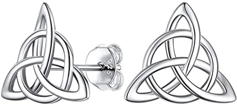 PROSILVER Femme Boucles d'Oreilles Nœud de la Trinité en Argent Sterling Clous et Puces Celtique pour Fille