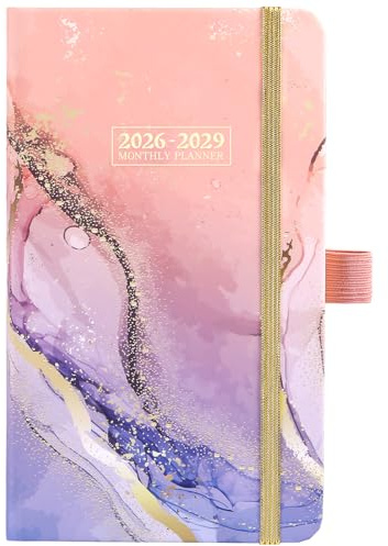 2026-2029 Pocket Planner/Calendar, 3 Year Monthly Planner 2026-2029, Jul. 2026 - Jun. 2029(36 Months), 4 x 6.2, Small Monthly Purse Calendar with Pen Holder, Elastic Closure, Inner Pocket