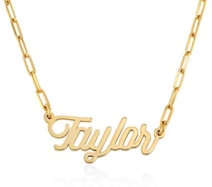 MYKA - Personalisierte Büroklammer Skript Name Halskette - Benutzerdefinierte Namensschild Schmuck für Sie, Frau, Frauen - Geschenk für Muttertag, Geburtstag, Weihnachten